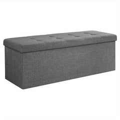 Storage Ottoman, Padded Foldable Bench, Chest with Lid, 120L Capacity, Holds up to 300 kg, for Bedroom, Hallway, Living Room, Light Grey LSF84GYX