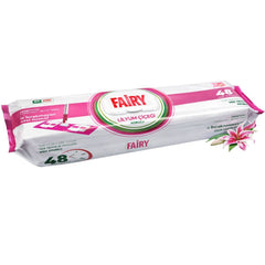 Fairy Power Lily Flower Scented Floor Cleaning Towels – 50 Mop-Compatible Disposable Wipes, Suitable for All Surfaces, Dermatologically Tested, Streak-Free Clean