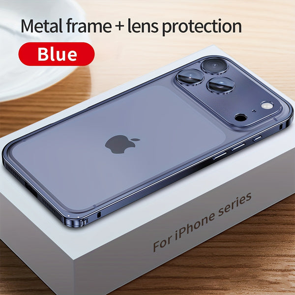 Phone Case - Metal Frame Bumper with Metal Lens Cover Elastic Strap Detachable Phone Case for Apple Iphone 17 Pro Max Durable Protective Cover