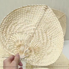 Set of 2 Hand-Woven Bamboo And Rattan Fans, Perfect for Keeping Cool in Summer, Ideal for Farmhouse-Style Wall Decor Or As Gifts for Weddings And Parties