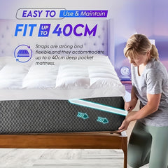 1pc Hotel Quality Mattress Topper 10cm/ 4 Inch Extra Thick Plush Support & Breathable, Fits All Mattress Sizes (Single Double King Super) - White