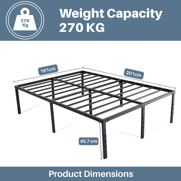 Metal Bed Frame | Black Metal Bed Frame - 18 Inches Under bed Storage Space - Sturdy Metal Construction - Easy Assembly