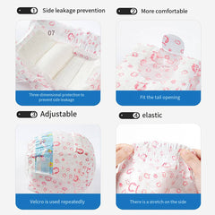Dog Nappies, 10 PCS Female Pet Dog Cat Nappies Set, Disposable Sanitary Wraps Panties for Dog 0.5 - 32kg, Nappies Super Absorbent, 5 Size Diapers for Urinary Incontinence Dog
