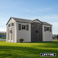 Lifetime 15Ft X 8Ft (4.5 X 2.5M) Dual Entry Outdoor Storage Shed - Model 60410
