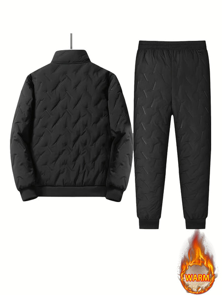 Two-Piece Men'S Casual Suit, Fleece-Lined And Thickened Men'S Jacket And Pants, Heavy And Thick Men'S Top And Bottom, Winter Sports Casual Zipper Cardigan Jacket, Fleece-Lined Warm Jacket, Lamb Fleece Lining, Couple'S Same Style for Men And Women