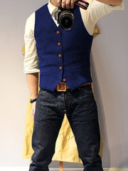 Men'S Vest Wool Blend Herringbone Vintage Men'S Fashion Vest, Groom Best Man Formal Wedding Party Casual Vest