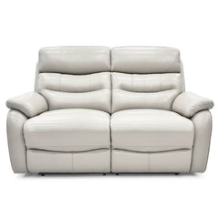 Fletcher Light Grey Leather Power Reclining 2 Seater Sofa with Power Headrest