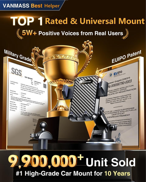 VANMASS BEST Car Phone Holder 2025 【85+ LBS Strongest Suction & True Military-Grade】 Rotatable Universal Mobile Phone Mount Dashboard Windscreen Vent Automobile for Iphone 16 Pro Max 15 14 13 Samsung