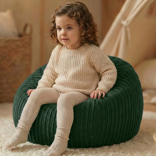 Corduroy Kids Bean Bag Chair with Filling Included - Lightweight Comfortable Beanbag Seat - Machine Washable Childrens Beanbag Furniture for Girls & Boys - 67 x 52cm