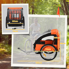 2-Seat Child Bike Trailer Bicycle Wagon for Kid W/ Seat Belt Hitch Coupler