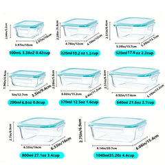 16pcs Glass Refrigerator Storage Box, Food Storage Container, (8 Containers +8 LIDS)Crisper with Leak-proof Lock Lid - for Microwave, Lunch Box, Refrigerator, Party, Camping, Wedding - for Meals, Snacks, Fruits, Vegetables, Fitness Meals, Meat