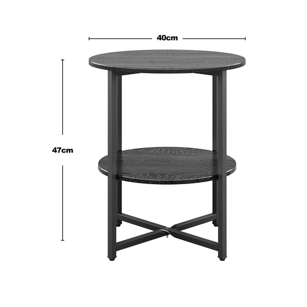 2-Tier Round Side Table - Multi-Level Storage Coffee Table for Plants/Lamps, Space-Saving Sofa/Bedside Organizer (15.75×15.75×18.5