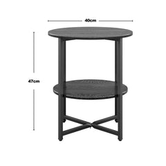 2-Tier Round Side Table - Multi-Level Storage Coffee Table for Plants/Lamps, Space-Saving Sofa/Bedside Organizer (15.75×15.75×18.5