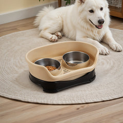 Raised Dog Bowls for Cats and Dogs, Elevated Dog Cat Food and Water Bowls Stands Feeder Dishes with 2 Stainless Steel Bowls, 2 Colours Available
