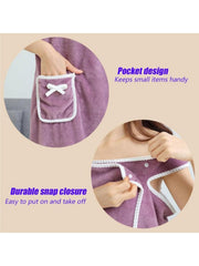 Women'S Coral Fleece Bathrobe, 1 Count Soft Absorbent Bath Skirt, Ladies Wearable Bath Towel, Bathrobe for Beach Spa Sauna Shower