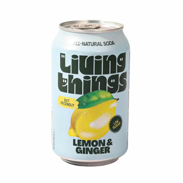 Living Things Lemon & Ginger Biotic Soda, 12 X 330Ml