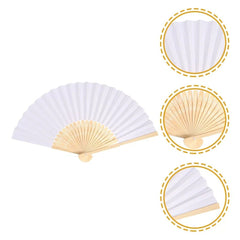 10X White Paper Fan Folding Hand Fans Handheld Fan for Wedding Dancing
