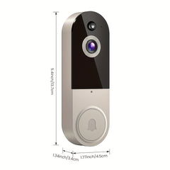 1080p Wireless Wi-Fi Video Doorbell Camera With Chime, Battery Powered, AI Human Detection, Live View, Night Vision, Cloud Storage, 2.4G WiFi Only, Indoor Outdoor Surveillance Cam For Home Security System