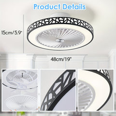 Ceiling Fans with Lights, 19-Inch Low Profile Flush Mount Ceiling Fan Light Fixture 6 Wind Speeds 40W LED Reversible Ceiling Fan with Lights And Remote for Bedroom, Kids Room And Living Room