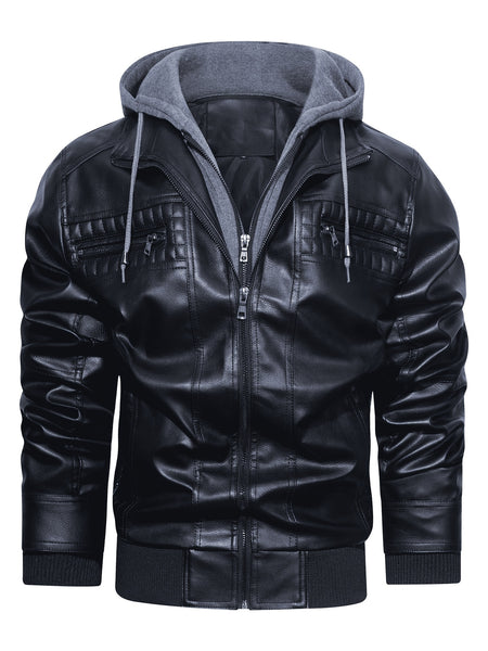 Men's Casual 2in 1 Jacket, Chic Bomber Jacket Biker Jacket with Zipper Pockets