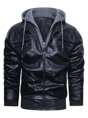 Men's Casual 2in 1 Jacket, Chic Bomber Jacket Biker Jacket with Zipper Pockets