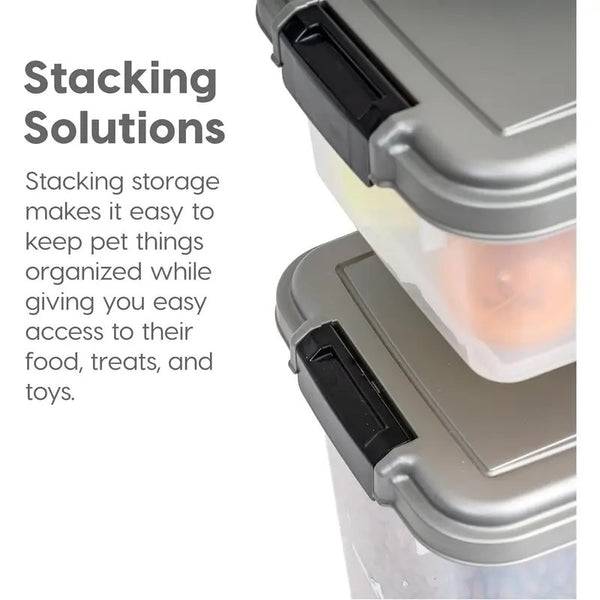 Prime Paws 3-Piece Pet Food Storage Container – Airtight Pet Food Container with Plastic Measuring Scoop, Dry Food Dispenser, for Pets, Dogs, Cats, and Animals