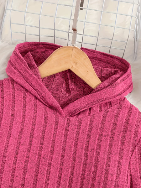 A Set of Women's Ribbed Letter Applique Hoodie and Flared Pants