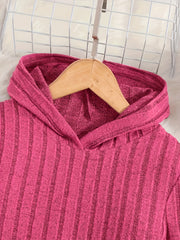 A Set of Women's Ribbed Letter Applique Hoodie and Flared Pants