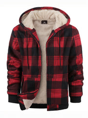 Jacket for Men Heavyweight Fleece Hoodies Thick Sherpa Lined Flannel Plaid Shirt Jacket