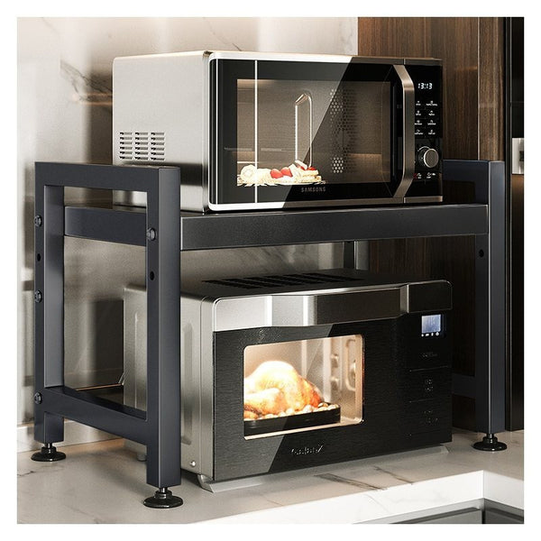 2-Layer Metal Microwave Rack, Adjustable, Expandable, And Stretchable Kitchen Rack, Sturdy, Stainless Steel, Easy to Clean, Used for Microwave And Oven Storage, Kitchen Countertop Shelf, Universal