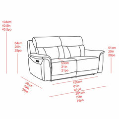 Oscar Grey Leather Power Reclining Large 2 Seater Sofa with Power Headrest