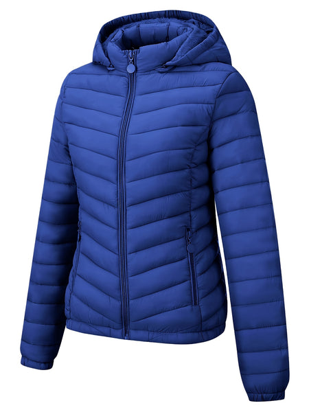 Women's Autumn/Winter Fashion Simple Versatile Lightweight Commuter Hooded Padded Coat with Pockets