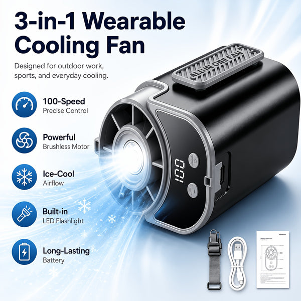 Wall-mounted Fan, USB Rechargeable Five-speed Adjustable Multi-function Electric Fan, Silent And Fast Cooling And Dehumidifying High-speed Fan, Handheld Mini with Hanging Strap for Wearing Around The Waist, for Travel And Outdoor Use., for Outdoor