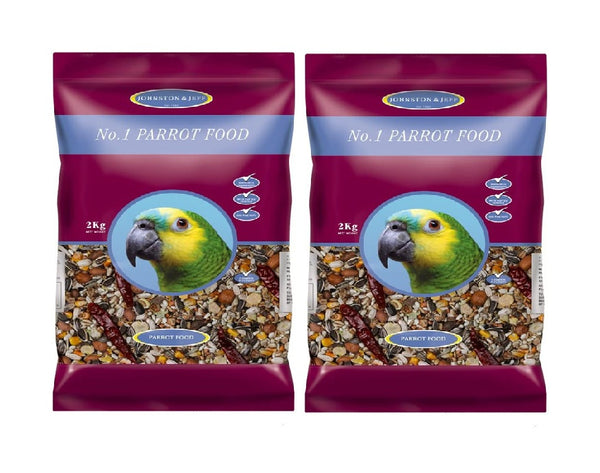 2x Johnston & Jeff No.1 Parrot Food 2kg Daily Mixed Parrot Feed for Pet Birds Balanced Grain & Seed Food for Home Bird Care