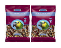 2x Johnston & Jeff No.1 Parrot Food 2kg Daily Mixed Parrot Feed for Pet Birds Balanced Grain & Seed Food for Home Bird Care