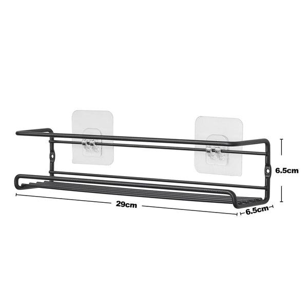 4 pieces, kitchen spice rack combination, no punching seasoning storage rack, metal wall mounted kitchen spice rack, layered storage of spices, seasonings, knives and forks, bathroom toiletries storage rack, cosmetics shelf, black