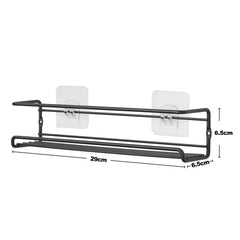 4 pieces, kitchen spice rack combination, no punching seasoning storage rack, metal wall mounted kitchen spice rack, layered storage of spices, seasonings, knives and forks, bathroom toiletries storage rack, cosmetics shelf, black