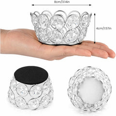 10 Pack Iron Crystal Candle Holders, Bowl-Shaped Decorative Tealight Holders for Table, Wedding, Party & Home Décor