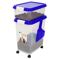 Taylor & Brown 3-Piece 50L Airtight Pet Food Storage Container Combo with Scoop and Treat Box for Dog Cat and Bird Food, Keep Pests Out, Translucent Body, Easy Mobility