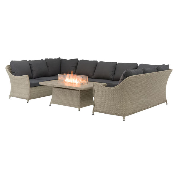 Bramblecrest Monterey Rattan Modular U-Shaped 4 Piece Fire Patio Set
