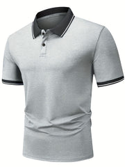 3pcs Set of Summer Collared Men'S Short Sleeve Polo Shirts Solid Color Plain Multicolor Golf Shirts Casual Athletic Wear Men'S Top