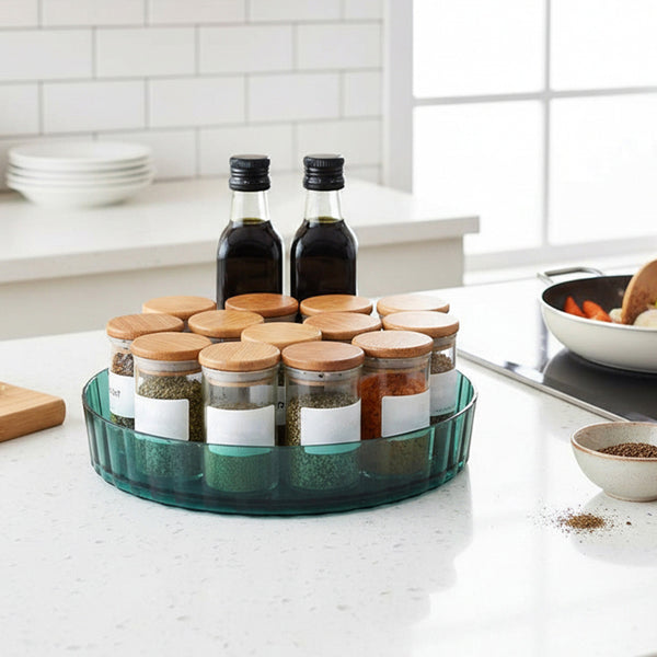 Non-Slip Rotating Storage Rack 1 Pack, Lazy Susan Organizer for Kitchen Spice Rack and Cosmetic Storage, Multi-functional Design for Cupboard Bedroom Bathroom Living Room Use, Complete Worktop Organizer Solution