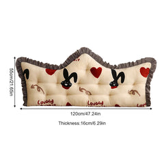 Luxurious Headboard Backrest Cushion with Ruffle Trim - Love Rabbit, Large Backrest Pillow, Princess-style Crown-Shaped Reading Cushion, Perfect for Bedroom/Sofa/Chair/Home Decor