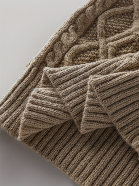 2025 Winter American Stand-Up Collar Half-Zip Knit Aran Sweater Mr. Pony Knitwear Pullover Card