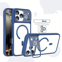 Phone Case: Magnetic Foldable Invisible Bracket Phone Case with Lens Protection Film for iPhone 17 16 15 14 13 12 11 Pro Max 17Air Wireless Charging Cover Fall Resistant Protective Case