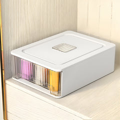 1pc Closet Storage System - Modular Stackable Bin with Dividers, 35x26x12cm Acrylic Organizer for Underwear, Accessories, 3 Styles (Open/12-Section/18-Section)