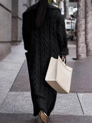 Targeted Development Direction Sweater Thick Twist Big Lapel Long Open Front Cardigan Pullover for Spring Autumn Winter