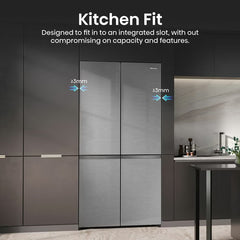 Hisense Kitchenfit RQ768N4GVE, Non Plumbed Multidoor Fridge Freezer, E Rated in Silver Glass