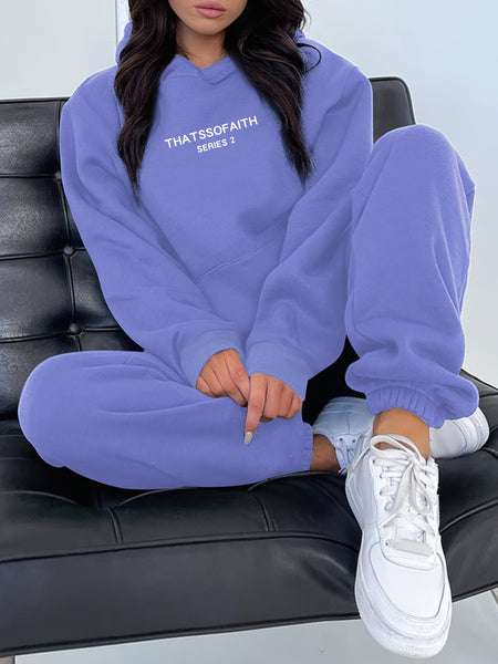 Fashionable Set of Sweatshirt And Long Pants with Letter Prints for Women