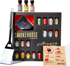 Smokehouse by Thoughtfully, Gourmet Ultimate Grilling Spice Set, Grill Seasonings and Rubs Gift Set, Flavors Include Chili Garlic, Italian Seasoning, Cayenne Spice Rub and More, Pack of 20